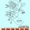 Girl face floral crown svg