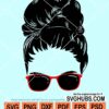 Girl messy bun sunglasses svg