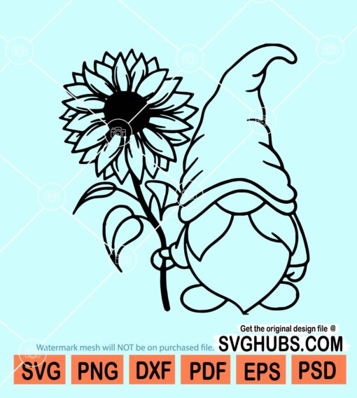 Gnome with sunflower svg