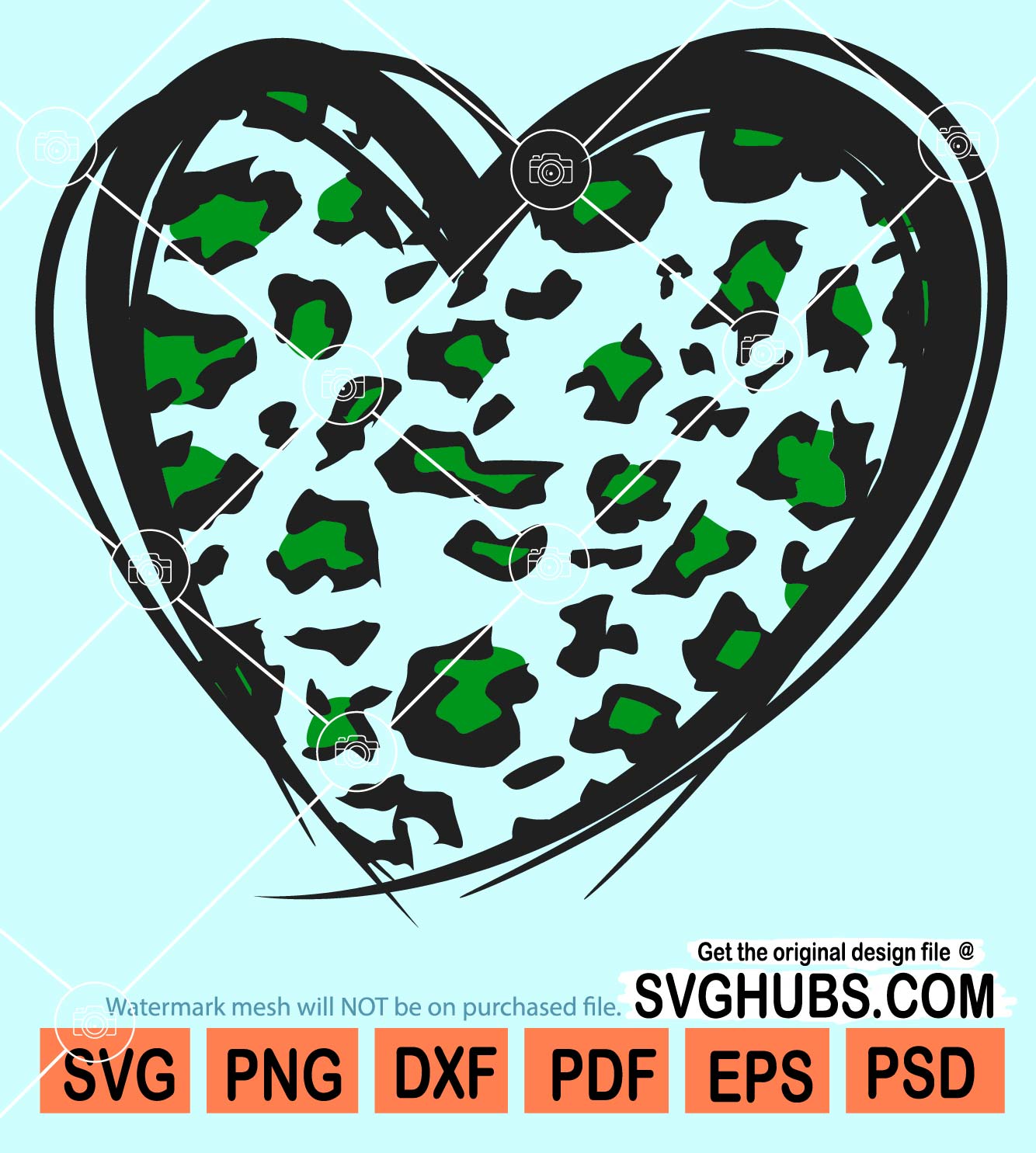 Green cheetah heart svg
