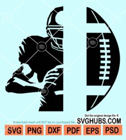 Half football half player name frame monogram svg