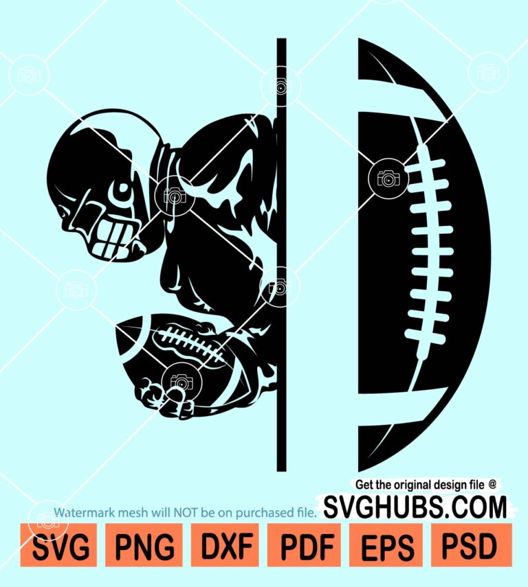 Split Football Monogram Half player half football split monogram svg, Football name svg ...