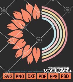 Half sunflower half rainbow svg