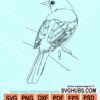 Hand drawn bird perching on a tree branch svg