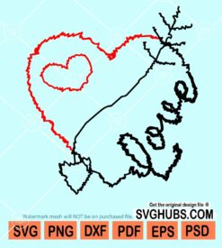 Hand drawn love with heart svg