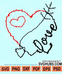 Hand drawn love with heart svg