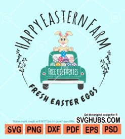 Happy eastern farm fresh easter eggs svg