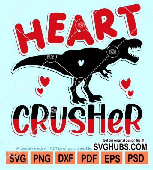 Heart crusher T-rex svg