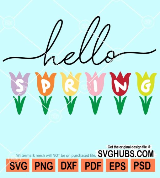 Hello spring flowers svg