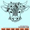 Highland cow floral crown svg