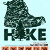 Hike boot with mountains and pine tree svg