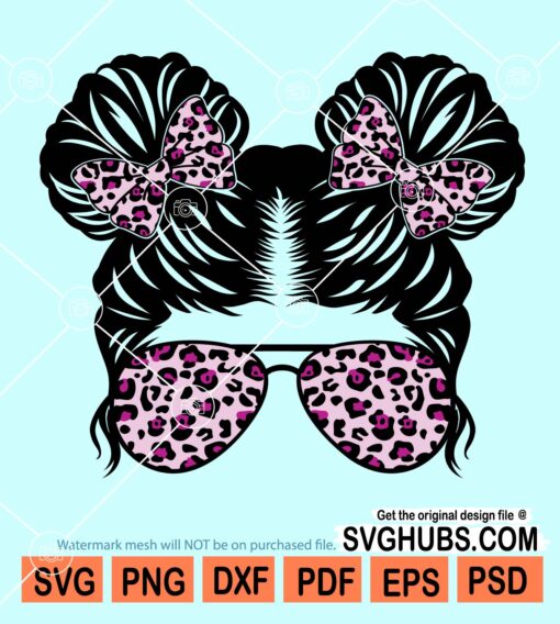 Leopard kidlife messy bun svg