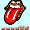 Leopard print lips with tongue svg