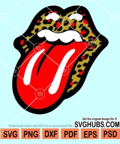 Leopard print lips with tongue svg