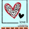 Leopard print love heart svg