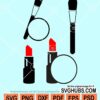 Lipstick and make up brush monogram svg