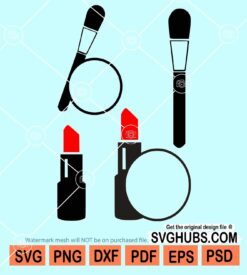 Lipstick and make up brush monogram svg