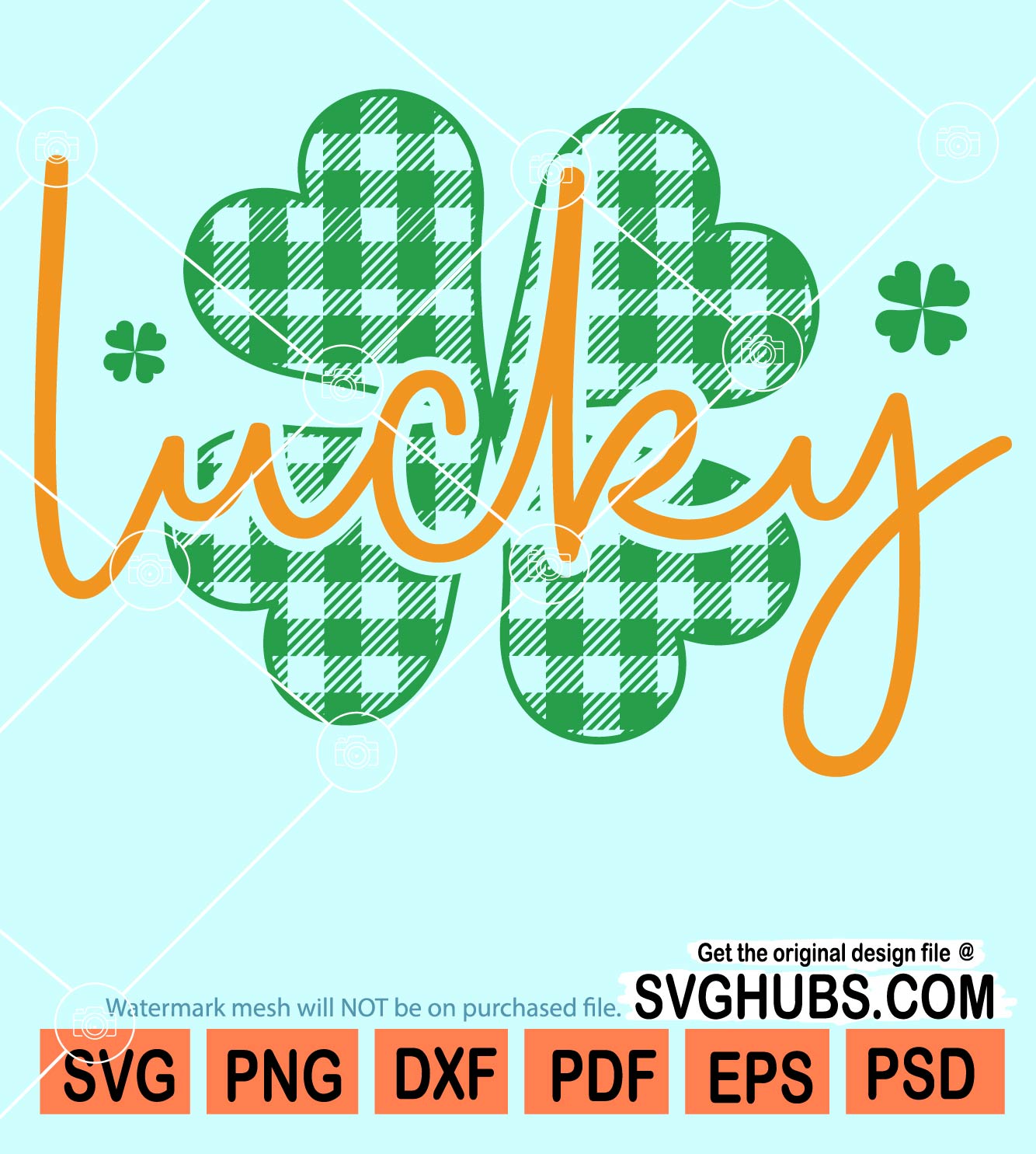 Lucky buffalo plaid clover svg