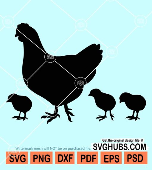 Mama hen with chics svg