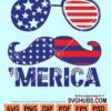 Merica moustache and sunglasses svg