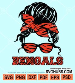 Messy bun Team Bengals svg