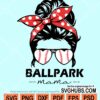 Messy bun ballpark with baseball sunglasses svg