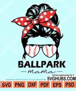 Messy bun ballpark with baseball sunglasses svg
