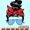 Messy bun with aviator glasses svg