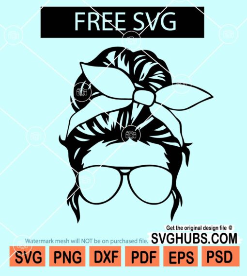 Messy bun with bandana SVG free