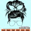 Messy bun with sunglasses svg