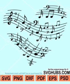 Music notes in heart shape svg