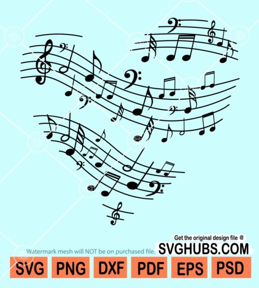 Music notes in heart shape svg