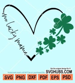 One lucky mom clover heart svg