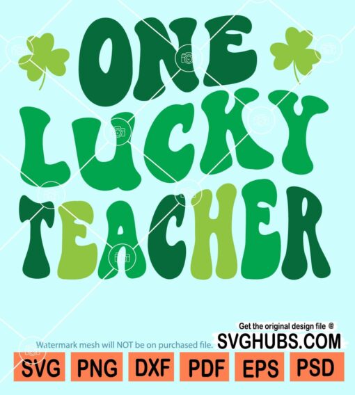 One lucky teacher retro svg