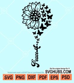 Peace butterfly sunflower svg