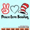 Peace love reading svg