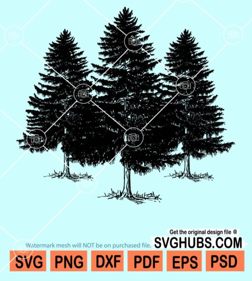 Pine trees silhouette svg