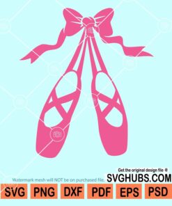 Pink ballet shoes with bow svg