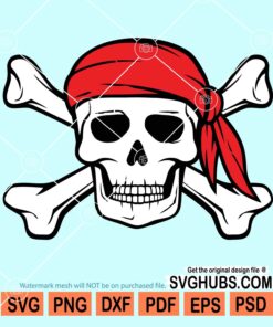 Pirate skull with red bandana svg