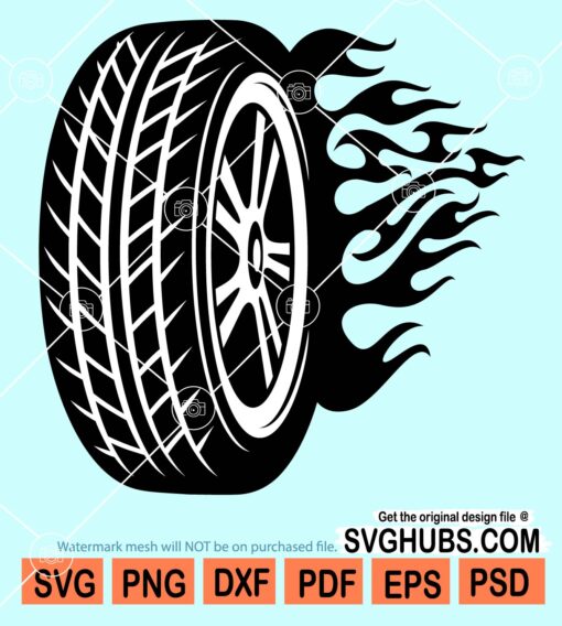 Race tire with flame svg