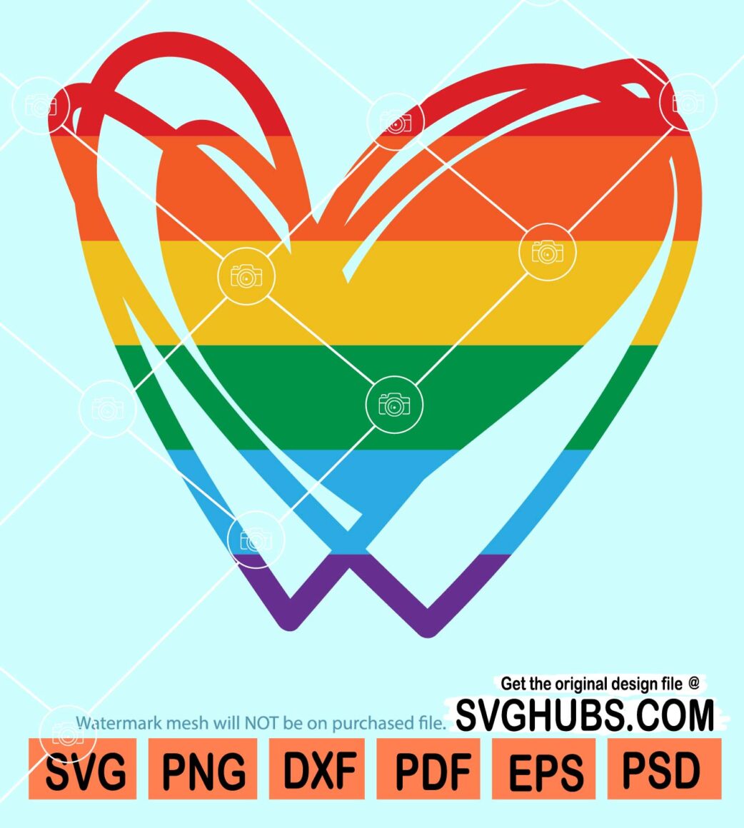 Rainbow Gay pride heart svg, Heart Rainbow Svg, Rainbow heart svg ...