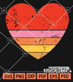 Retro heart rainbow clipart svg
