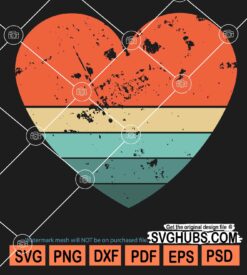 Retro heart rainbow clipart svg