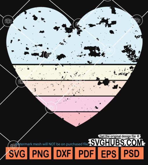 Retro heart rainbow clipart svg