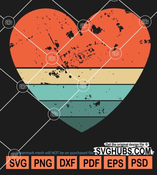 Retro heart rainbow clipart svg