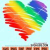 Scribbled Rainbow gay pride heart svg