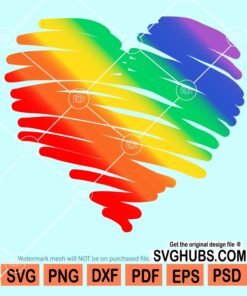 Scribbled Rainbow gay pride heart svg