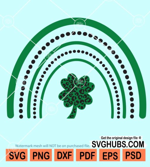 Shamrock rainbow with cheeth print clover leaf svg