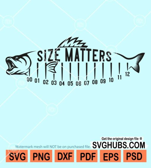 Size matters fishing ruler svg