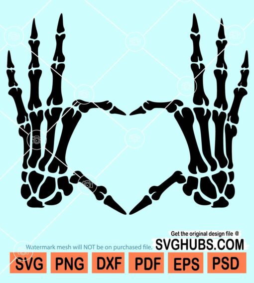 Skeleton hands heart symbol svg